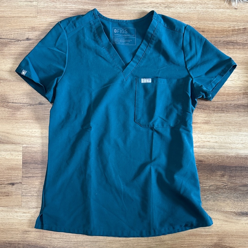Figs Deep Teal Catarina XS Women's Scrub Top